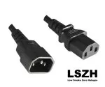 Cold appliance cable C13 to C14, YP-32/YC-12 LSZH, 1mm², extension, VDE, black, length 1,00m